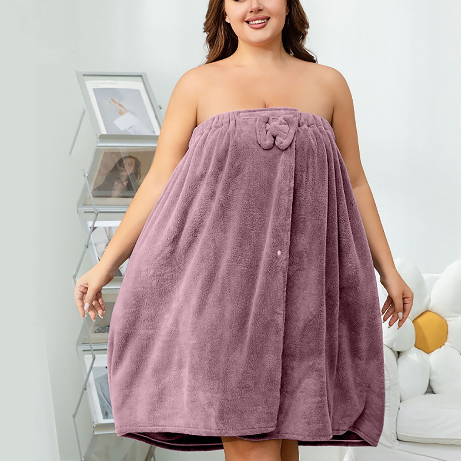 HongHeng Set of 2 Womens Wrap Towel with Hair Towel Bath Towel Wrap Shower Dress Towel Spa Wraps for Women's Bathrobe