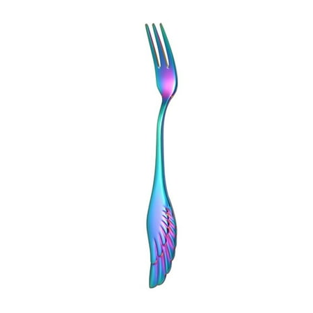 

YFan Fruit Fork Mirror Polish Long Handle Stainless Steel Creative Wing Coffee Spoon Dessert Fork Kitchen Gadget