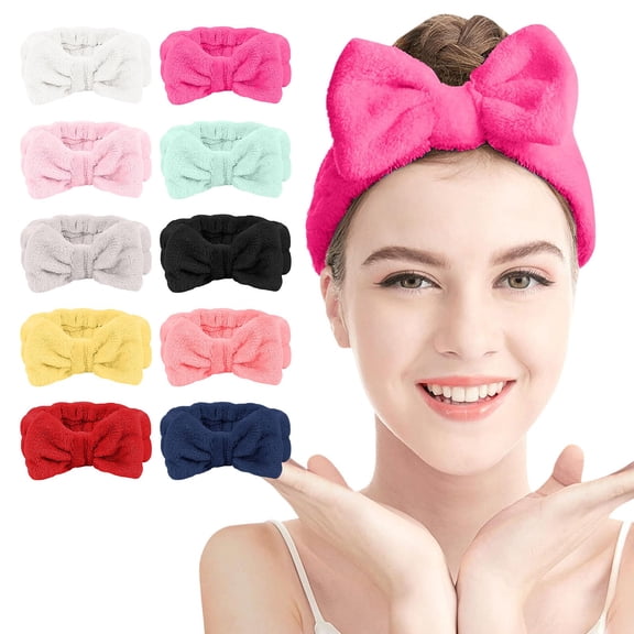Womens Headbands Plush LSQii Coral Velvet Bow Solid Color Hairband Soft Black Casual Non Slip Head Wrap for Spa Yoga Makeup Shower Face Wash