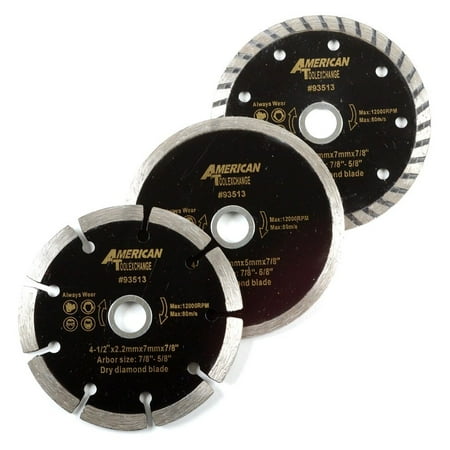Pro Diamond Blade - ATE Pro. USA 93513 Wet Dry Turbo Diamond Blade (3 Piece), 4-1/2