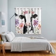 thumbnail image 4 of Flowers Cow Kitchen Curtains 84 Inch Length, Spring Botanical Floral Plants Butterfly Grommet Top Bedroom Living Room Curtains, Light Filtering Cafe Curtain Drapes 2 Panels Set 104''x84'', 4 of 9