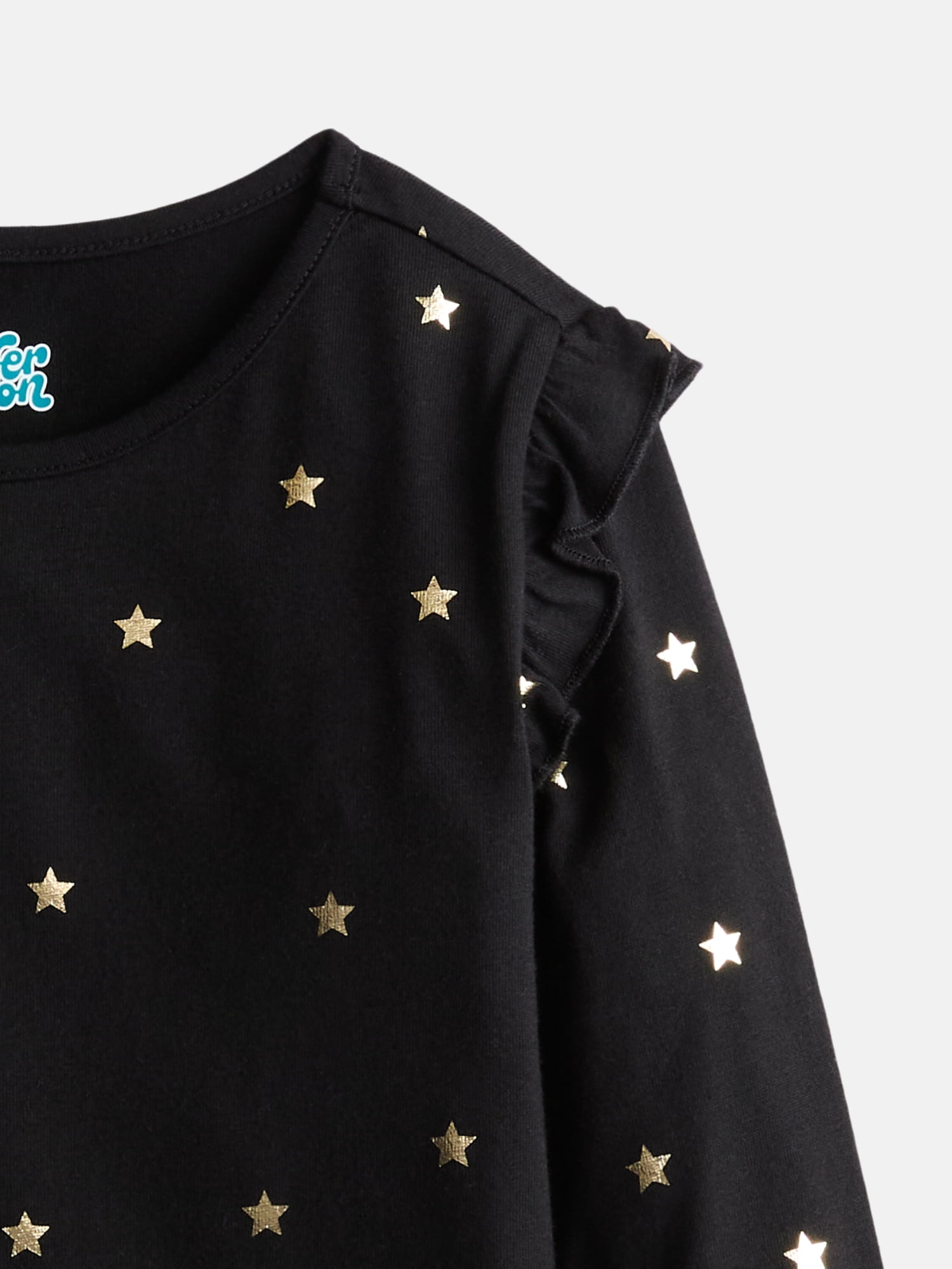 Wonder Nation Girls Printed Tee with Long Ruffle Sleeves, Sizes 4-10