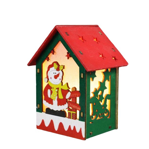 Injueey Adorno de casa LED de Navidad, cabina de iluminación exquisita, colgante luminoso en miniatura hecho a mano brillante, decoraciones para Kits de decoración para fiestas Muñeco de nieve Injueey HA068044-02