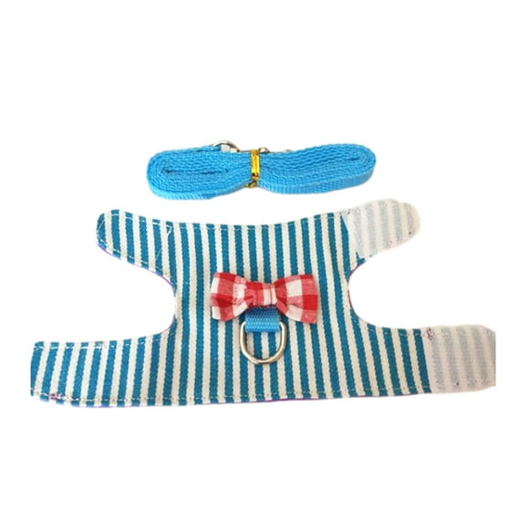 Justhard Easy To Care Rabbit Harness 鈥?For Taking Furry Friend For Stroll Strap On Harness Hamster Harness Pet Harness Guinea Pig blue strips,1 S