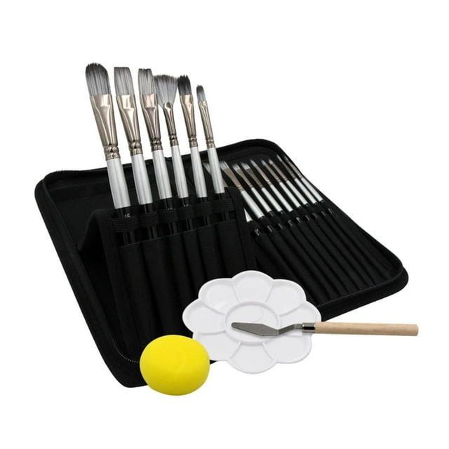 Juego de 15 pinceles para pintar perfecl Kit de pinceles Esponja moderna con mango de madera