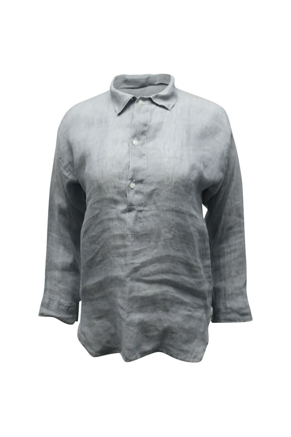 Pre-Owned Ralph Lauren Popover Blouse in Grey Linen