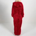 thumbnail image 2 of Mono de invierno para mujer, color sólido, con capucha, ajustado, manga larga, forro polar, chaqueta, 2 of 3