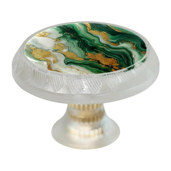 HemaKayy 4 Pack 1.37" Decorative Cabinet Knobs - Themed ABS Glass Drawer Handle, Durable & Rust-Resistant, Perfect for Kitchen, Bathroom, and Home Decor - Unique Marble Texture