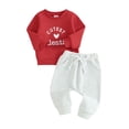 thumbnail image 2 of Douhoow Valentine Day Toddler Baby Clothes 2Pcs Long Sleeve Pullover + Drawstring Trousers Set, 2 of 8