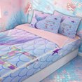 thumbnail image 3 of meiyoeat Mermaid Scale E Initial Zipper Full Size Comforter Sets with Fitted Sheet and 2 Pillowcases for Girls, Ocean Starfish Zipper Bedding Set, Purple Blue, Pink Reversible, 4 Pieces, 3 of 6