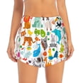 thumbnail image 2 of Picia Animals Pattern Women's 2 in 1 Athletic Running Shorts High Waisted Workout Casual Gym Sweat Shorts with Comfy Liner Zipper Pockets-Large, 2 of 9