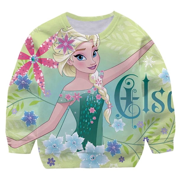 Sudaderas de Disney Frozen 2 Elsa para niñas, abrigo de algodón Anna, jerséis de manga larga, Tops para bebés, ropa de primavera y otoño para niños, 3T Gao Jinjia LED