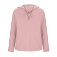 thumbnail image 4 of Timoontee Men's Hoodies Long Sleeve Lace Up Hooded Blouse Casual Fall Trendy Gamping Hiking Jogger Pullover Tops Lightweight Solid Shirts Pink L, 4 of 9