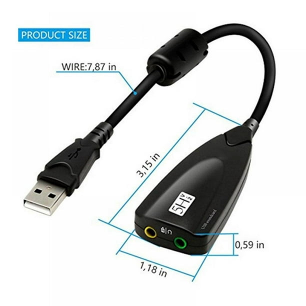 USB Audio Adapter External Stereo Sound Card with 3.5mm Headphone Microphone Jack for Windows Mac PC Laptops Desktops - Walmart.com