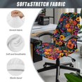 thumbnail image 6 of ZIATUBLES Home Office Chair Cover Stretch Printed Universal Desk Rotating Chair Slipcovers Soft Fit Office Chair Cover with Elastic Band and Snap Button Easy to Clean, S, Boho Colorful Floral, 6 of 7