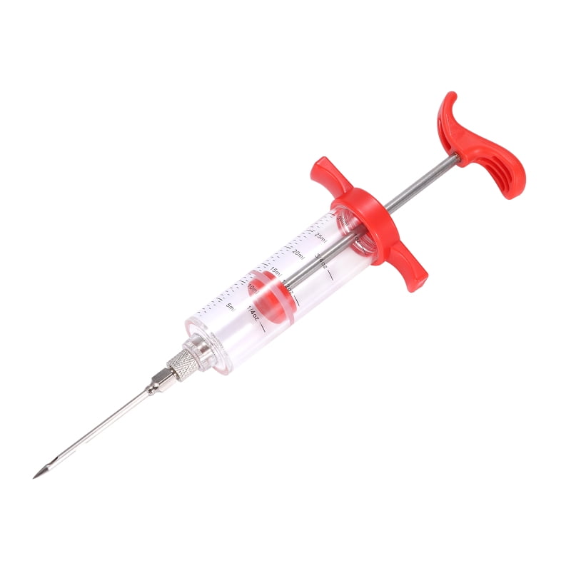 Turkey Injector Chicken Meat Marinade Syringe Recipe Sauce Cooking Tools with Stainless Steel Needle Double Hole Design for Buffet BBQ Holidays 