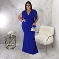 thumbnail image 2 of AURA Women Plus Size V Neck Bodycon Maxi Dress Sleeveless Elegant Party Dress, 2 of 7