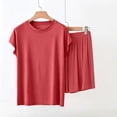 thumbnail image 5 of NominalSnug Womens Plus Size Pajamas Sets Cap Sleeve Sleepwear V Neck Loungewear High Waisted Shorts Cozy Homewear Pjs Set, 5 of 8