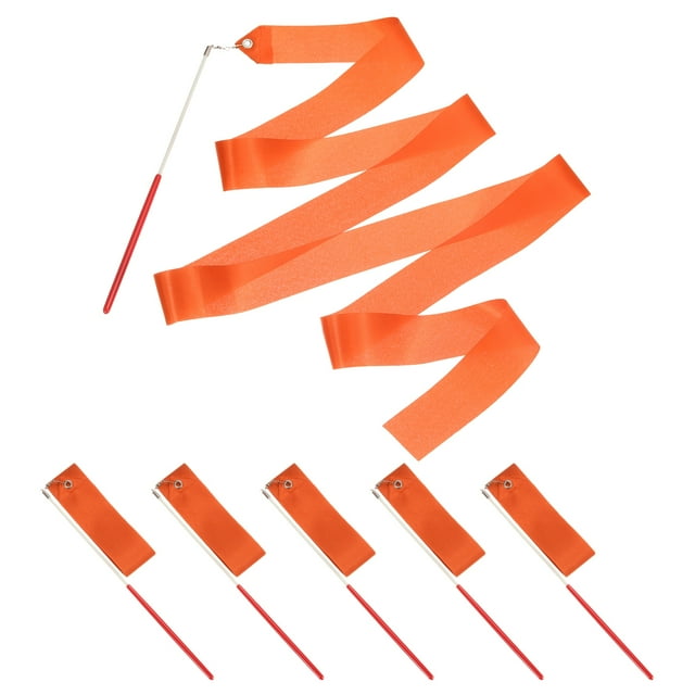 Uxcell Dance Ribbons, Gymnastics Dance Streamers with Non-Slip Wand Dance Flags Orange Red