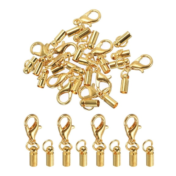 Uxcell 10Pcs Cord End Caps, 2.5mm End Caps Barrel Beads Kumihimo End Caps Iron for DIY Craft (Pale Gold)