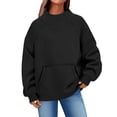 thumbnail image 5 of BODOAO Womens Mock Neck Sweatshirt Long Sleeve Pullover with Kangaroo Pocket and Ribbed Trim Relaxed Fit Casual Cozy Fashion Top for Fall and Winter Outfits Black 2XL, 5 of 7