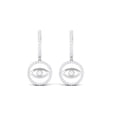 thumbnail image 3 of Rosec Jewels Certified Moissanite Evil Eye Hinged Hoop Earrings in Pave Setting, 14K White Gold, 3 of 6