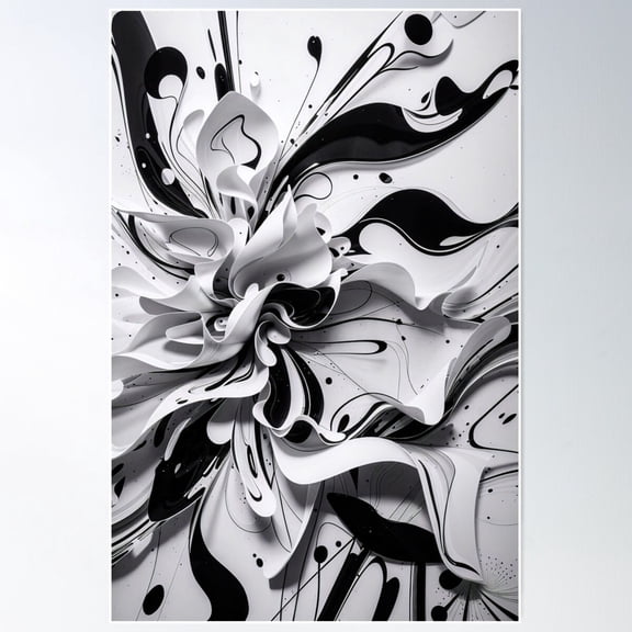 White-Black Modern Abstract Art Poster Wall Art, UNFRAMED PAPER POSTER, Home Decor, Vintage Gift, Living Room Dercor