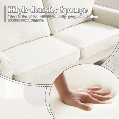 MOONMISS Mid Century Modern Loveseat,with USB & Demountable Pillow Cover for Living Room Bedroom,Beige