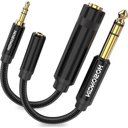 1/8 to 1/4 Stereo Headphone Adapter, 3.5mm to 1/4 inch Female Jack Cable Adapter and 1/4 inch to 3.5mm Female