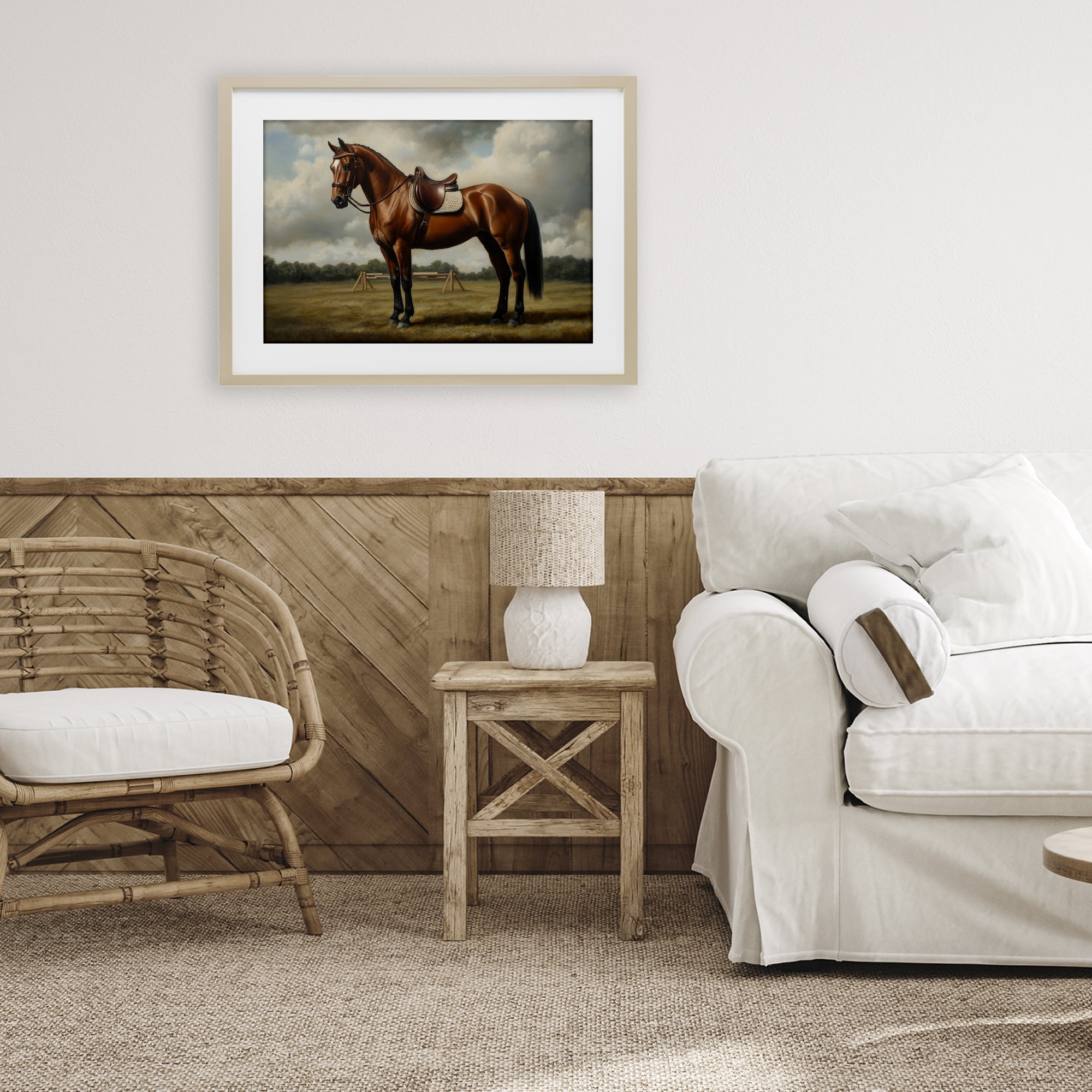 Stupell Industries Red Mare in Pastoral Landscape Birch Framed Print Under Glass, design by Petal Prints Design