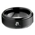 thumbnail image 2 of Tungsten Alaska The Last Frontier State Mountain Band Ring 8mm Men Women Comfort Fit Black Step Bevel Edge Brushed Polished, 2 of 4