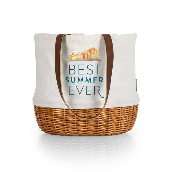 Luca - Coronado Canvas and Willow Basket Tote, Beige Canvas