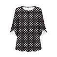 thumbnail image 3 of Maplenight Long Blouses for Women Slit 3/4 Sleeve Polka Dot Tunic Tops Relaxed Fit Business Office Dressy Blouses, 3 of 7
