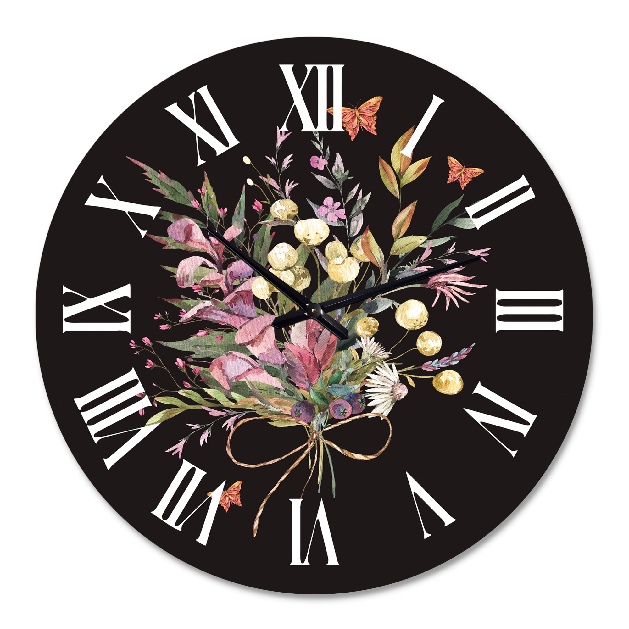 Designart 'Vintage Floral Summer Wildflowers Arrangement' Traditional Wall Clock