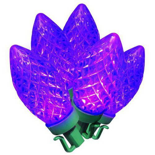 Holiday Time Led Super Bright Diamond Cut C9 Christmas Lights Purple