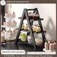 thumbnail image 3 of 3 Tier Serving Tray Cupcake Stand and Towers Serving Tray for Party Food Tray Farmhouse Serving Platter Decorative Tray Decor Dessert Display Set Tiered Tray Stand (Black), 3 of 7