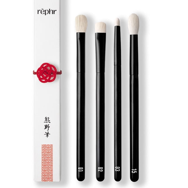 Set de brochas para ojos The Core Eye Set de rephr, 4 piezas, pelo natural de cabra