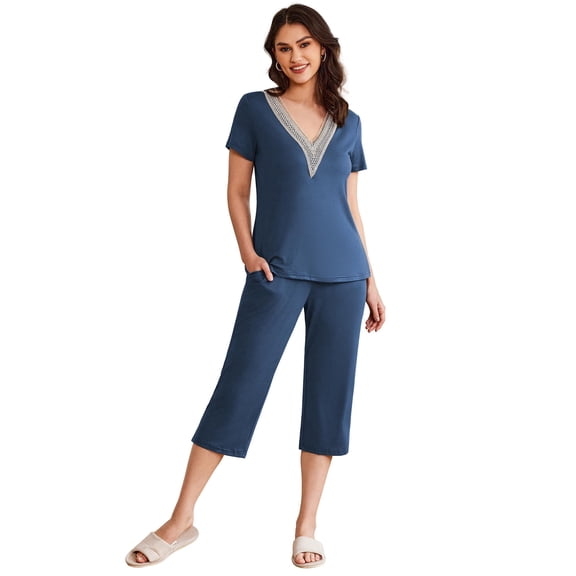 Ekouaer Womens Pajama Sets Pajamas Sets Sleepwear Shorts Lounge Set summer pajamas for women