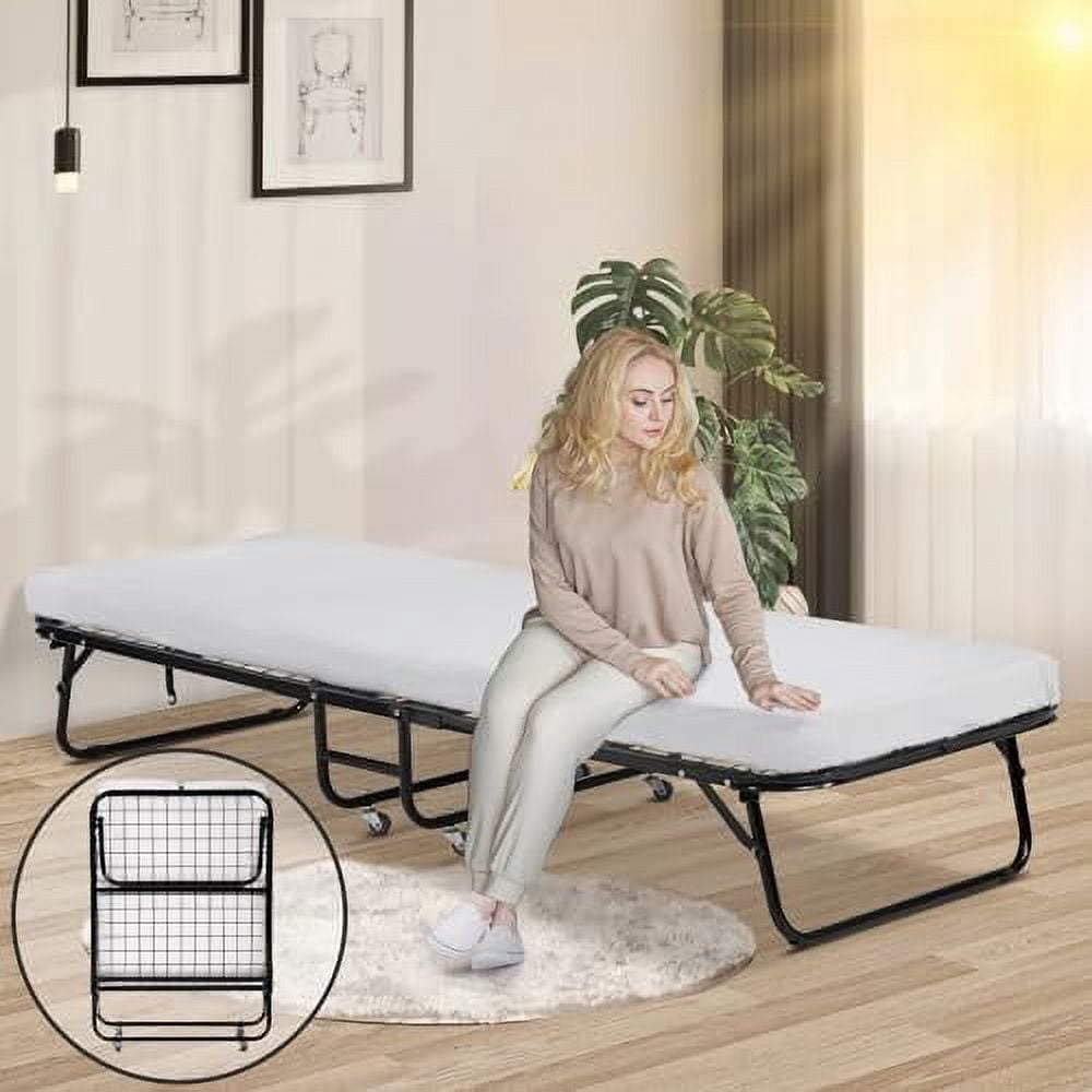 Dkelincs Folding Bed Rollaway Bed with 4 Mattress Fold Up Bed Lightweight Portable Bed Guest for Adults,31"X75"Foldable Frame Bed for Camp Travel Nursing350Lbs