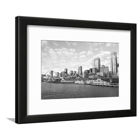 USA, Washington State, Seattle Waterfront and skyline Clouds reflected in glass buildings, Framed Art Print Wall Art by Trish Drury Sold by Art.Com
