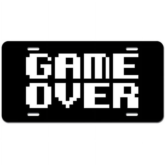 Game Over - Pixel Font Novelty Metal Vanity License Tag Plate