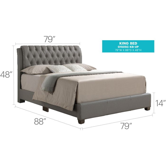 Marilla Beds Collection Light Grey Upholstered Beds