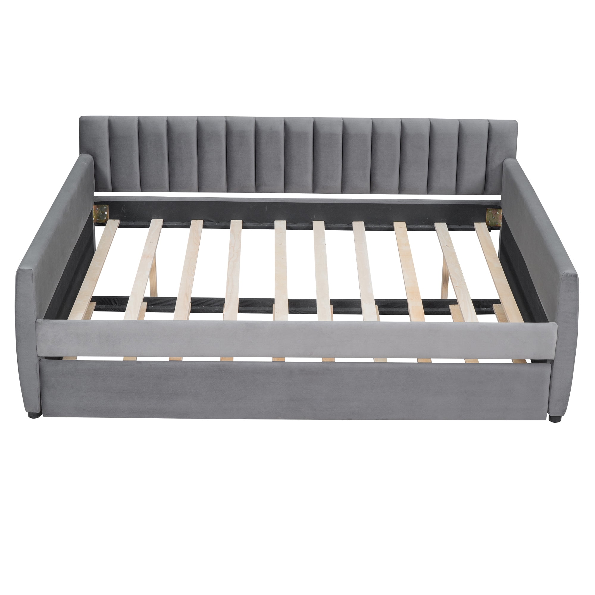DEALTOPS Full Size Upholstered Daybed with 2 Drawers for Bedroom Living Room Daybed Frame No Box Springs Need - Gray