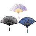 thumbnail image 2 of Folding Hand Fans Chinese Hand Held Folding Fans Wooden 37.5X21CM 3Pcs, 2 of 5