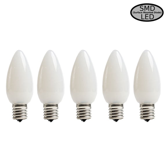 EZLS Pure White Opaque C9 SMD LED Replacement Bulb, 5 Pack