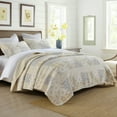 thumbnail image 2 of DUOHONG King Bedspread 120"W x 120"L - 100% Cotton Reversible Lightweight Oversized Quilt with 2 Pillow Shams, Beige/Brown/Cream White, 2 of 7