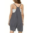 thumbnail image 4 of Zwiiyzr Kids Girls Summer Sleeveless Casual Romper Spaghetti Strap Shorts Jumpsuit with Pockets for 5-14 Years Dark Gray, 4 of 5