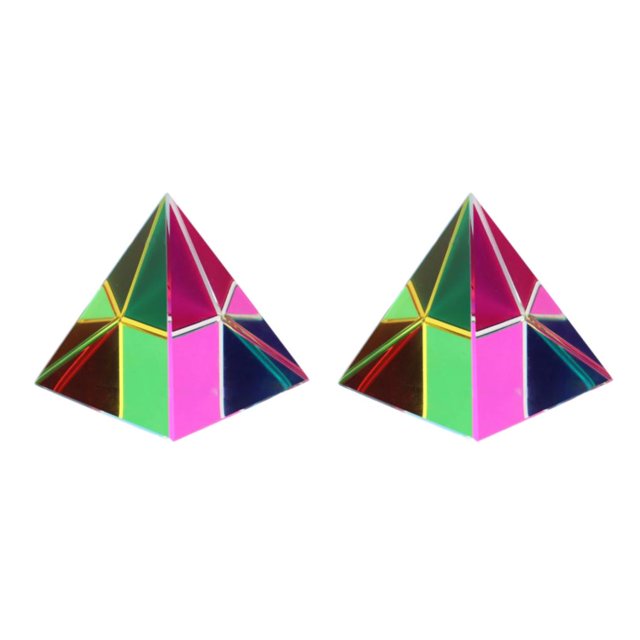 Billuyoard Cubo colorido decoración de escritorio juguete a presión multicolor dulce regalo entretenimiento mano de obra fina cubos de vidrio 5 cm, pirámide 2piezas