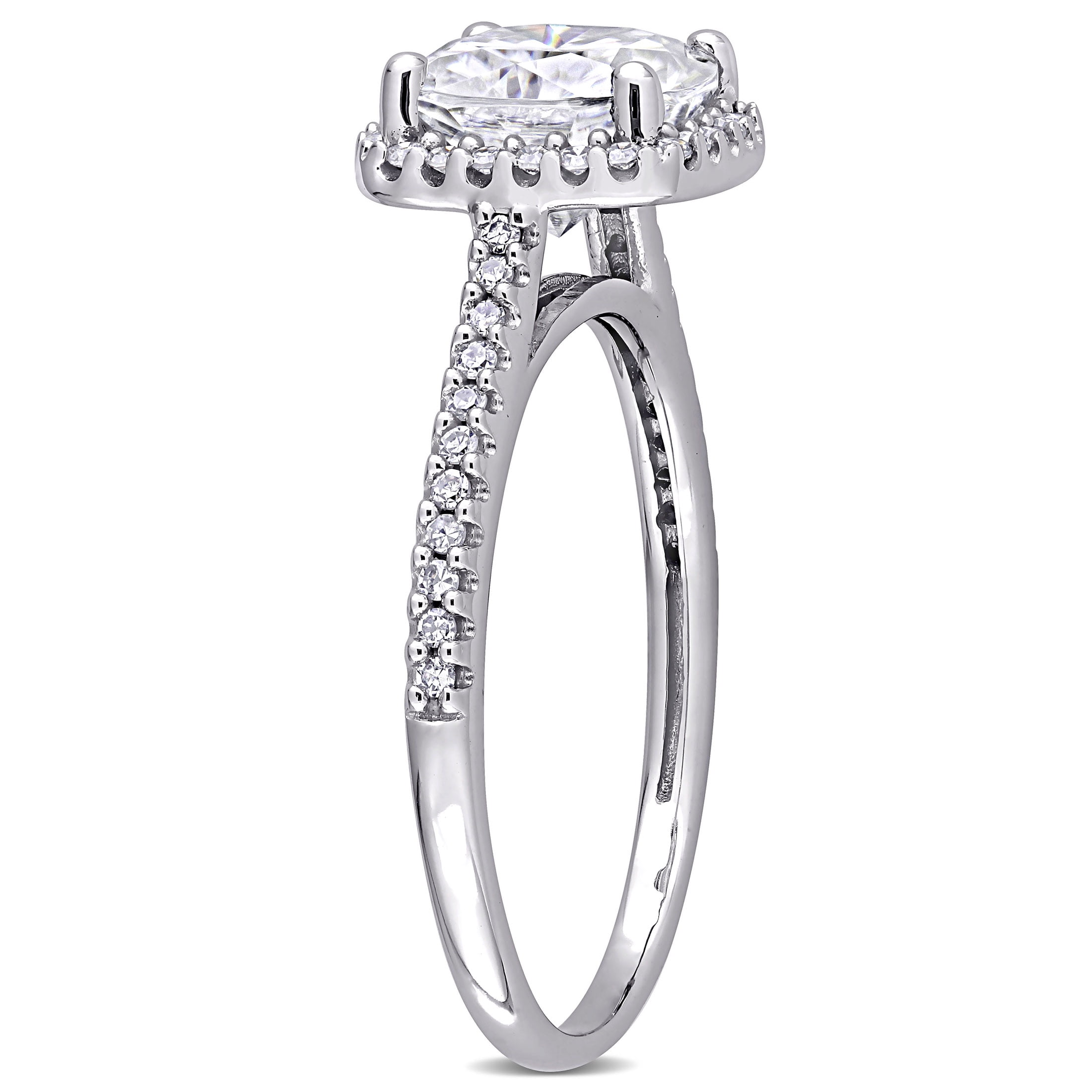 Everly Women's Created Moissanite 14K White Gold Engagement Ring