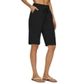 thumbnail image 4 of Womens Bermuda Shorts Drawstring Waist Athletic Loose Casual Running Comfy Summer Shorts with Pockets by Yigetop Black 2XL, 4 of 6